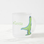 Cute grappengroene t rex dinosaur cartoon matglas koffiemok (Voorkant rechts)