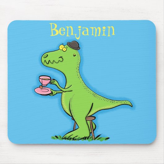 Cute grappengroene t rex dinosaur cartoon muismat (Voorkant)