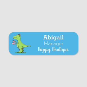Cute grappengroene t rex dinosaur cartoon naamplaatje