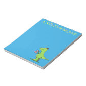 Cute grappengroene t rex dinosaur cartoon notitieblok (Linkerzijde)