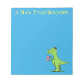 Cute grappengroene t rex dinosaur cartoon notitieblok (Voorkant)