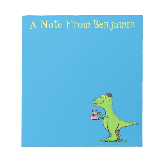 Cute grappengroene t rex dinosaur cartoon notitieblok (Voorkant)