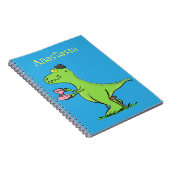 Cute grappengroene t rex dinosaur cartoon notitieboek (Rechterzijde)