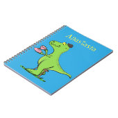 Cute grappengroene t rex dinosaur cartoon notitieboek (Linkerzijde)