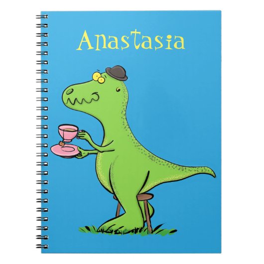 Cute grappengroene t rex dinosaur cartoon notitieboek (Voorkant)