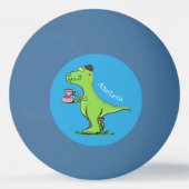 Cute grappengroene t rex dinosaur cartoon pingpongbal (Achterkant)