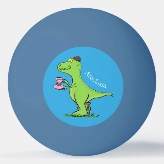 Cute grappengroene t rex dinosaur cartoon pingpongbal (Achterkant)