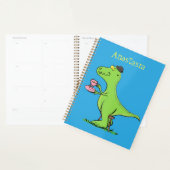 Cute grappengroene t rex dinosaur cartoon planner (Display)