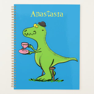 Cute grappengroene t rex dinosaur cartoon planner