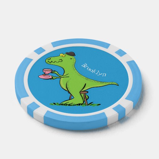 Cute grappengroene t rex dinosaur cartoon poker chips (Enkel)