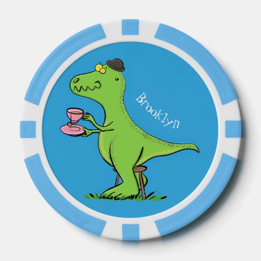 Cute grappengroene t rex dinosaur cartoon poker chips (Voorkant)