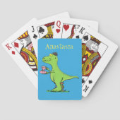 Cute grappengroene t rex dinosaur cartoon pokerkaarten (Achterkant)