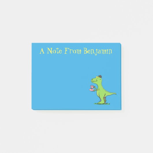 Cute grappengroene t rex dinosaur cartoon post-it® notes (Voorkant)