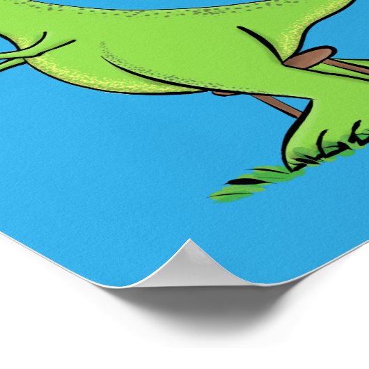 Cute grappengroene t rex dinosaur cartoon poster (Hoek)