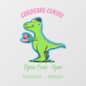 Cute grappengroene t rex dinosaur cartoon raamsticker (Vel)