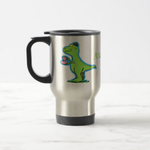Cute grappengroene t rex dinosaur cartoon reisbeker