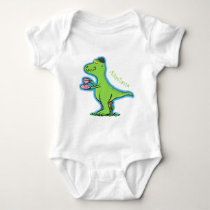 Cute grappengroene t rex dinosaur cartoon romper