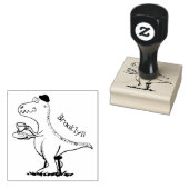 Cute grappengroene t rex dinosaur cartoon rubberstempel (Gestempeld)