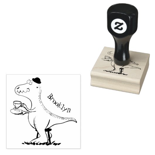 Cute grappengroene t rex dinosaur cartoon rubberstempel (Gestempeld)