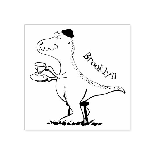Cute grappengroene t rex dinosaur cartoon rubberstempel (Afrduk)