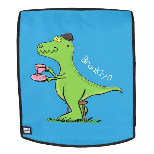Cute grappengroene t rex dinosaur cartoon rugtassen (Verwijderbaar gezicht)