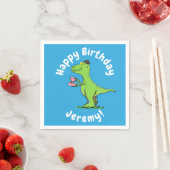 Cute grappengroene t rex dinosaur cartoon servet (Insitu)