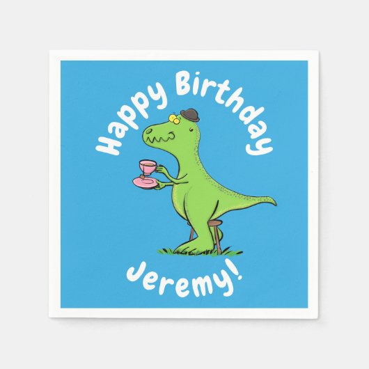 Cute grappengroene t rex dinosaur cartoon servet (Voorkant)