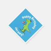 Cute grappengroene t rex dinosaur cartoon servet (Hoek)