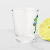 Cute grappengroene t rex dinosaur cartoon shot glas (Links)
