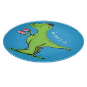 Cute grappengroene t rex dinosaur cartoon snijplank (Hoek)