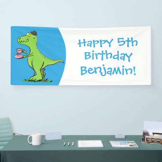 Cute grappengroene t rex dinosaur cartoon spandoek (Beurs)