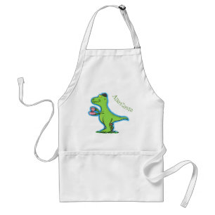 Cute grappengroene t rex dinosaur cartoon standaard schort