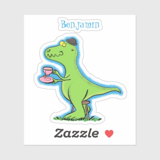 Cute grappengroene t rex dinosaur cartoon sticker (Vel)