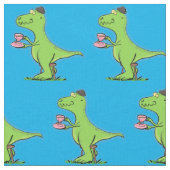 Cute grappengroene t rex dinosaur cartoon stof (Close Up)