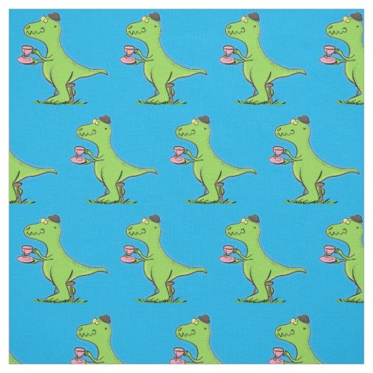 Cute grappengroene t rex dinosaur cartoon stof (Swatch)