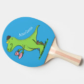 Cute grappengroene t rex dinosaur cartoon tafeltennisbatje (Zijkant)