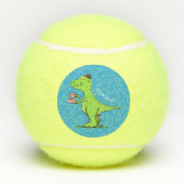 Cute grappengroene t rex dinosaur cartoon tennisballen (Achterkant)