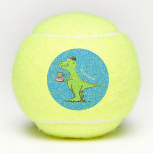 Cute grappengroene t rex dinosaur cartoon tennisballen