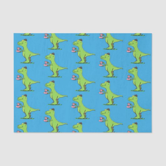 Cute grappengroene t rex dinosaur cartoon tissuepapier (Voorkant)