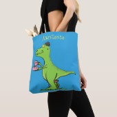 Cute grappengroene t rex dinosaur cartoon tote bag (Dichtbij)