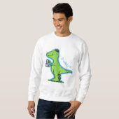 Cute grappengroene t rex dinosaur cartoon trui (Voorkant volledig)