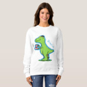 Cute grappengroene t rex dinosaur cartoon trui (Voorkant volledig)