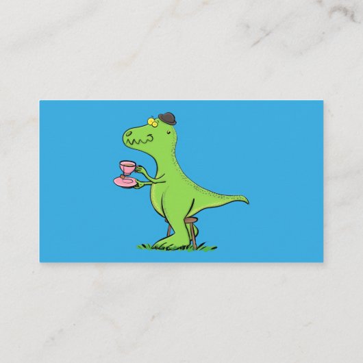 Cute grappengroene t rex dinosaur cartoon visitekaartje (Achterkant)