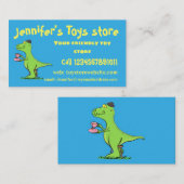 Cute grappengroene t rex dinosaur cartoon visitekaartje (Voorkant / Achterkant)