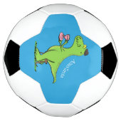 Cute grappengroene t rex dinosaur cartoon voetbal (Gedraaid)