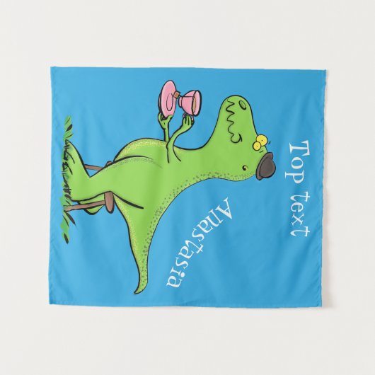 Cute grappengroene t rex dinosaur cartoon wandkleed (Voorkant (horizontaal))