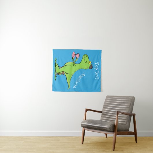 Cute grappengroene t rex dinosaur cartoon wandkleed (In Situ (horizontaal))