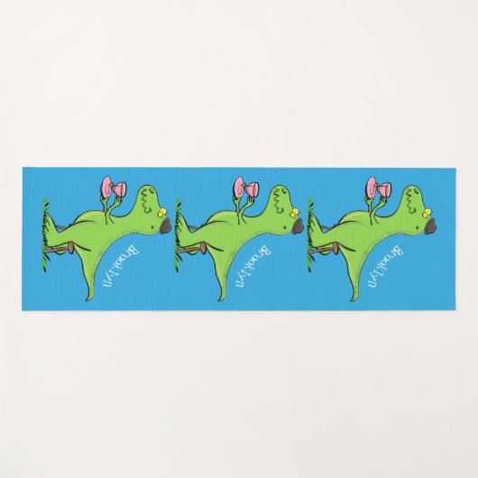 Cute grappengroene t rex dinosaur cartoon yogamat (Voorkant (horizontaal))