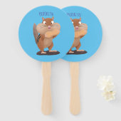 Cute Grappig big cheeks cartoon Handwaaier (Voorkant en achterkant)