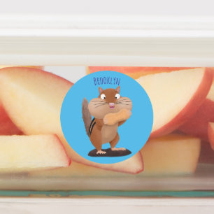 Cute Grappig big cheeks cartoon Labels